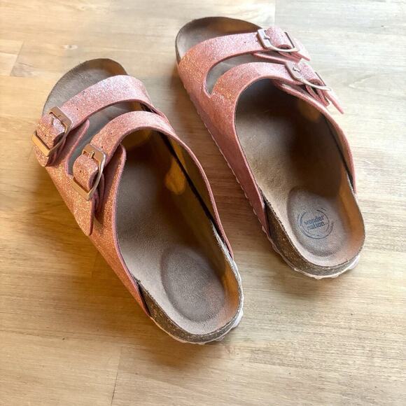 Wonder Nation Girls Pink Glitter Buckle Comfort Footbed Sandal Size 4 - Picture 7 of 8